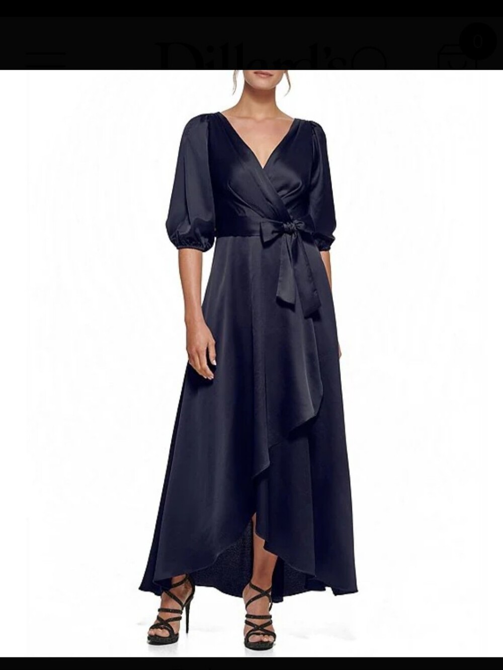 DKNY Women's Wrap Maxi Dress Size 4 Navy Blue Long Sleeve Tie Waist NWT Elegant